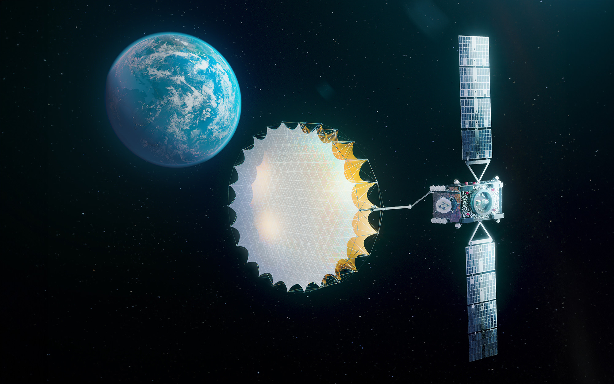 Satellite to device network